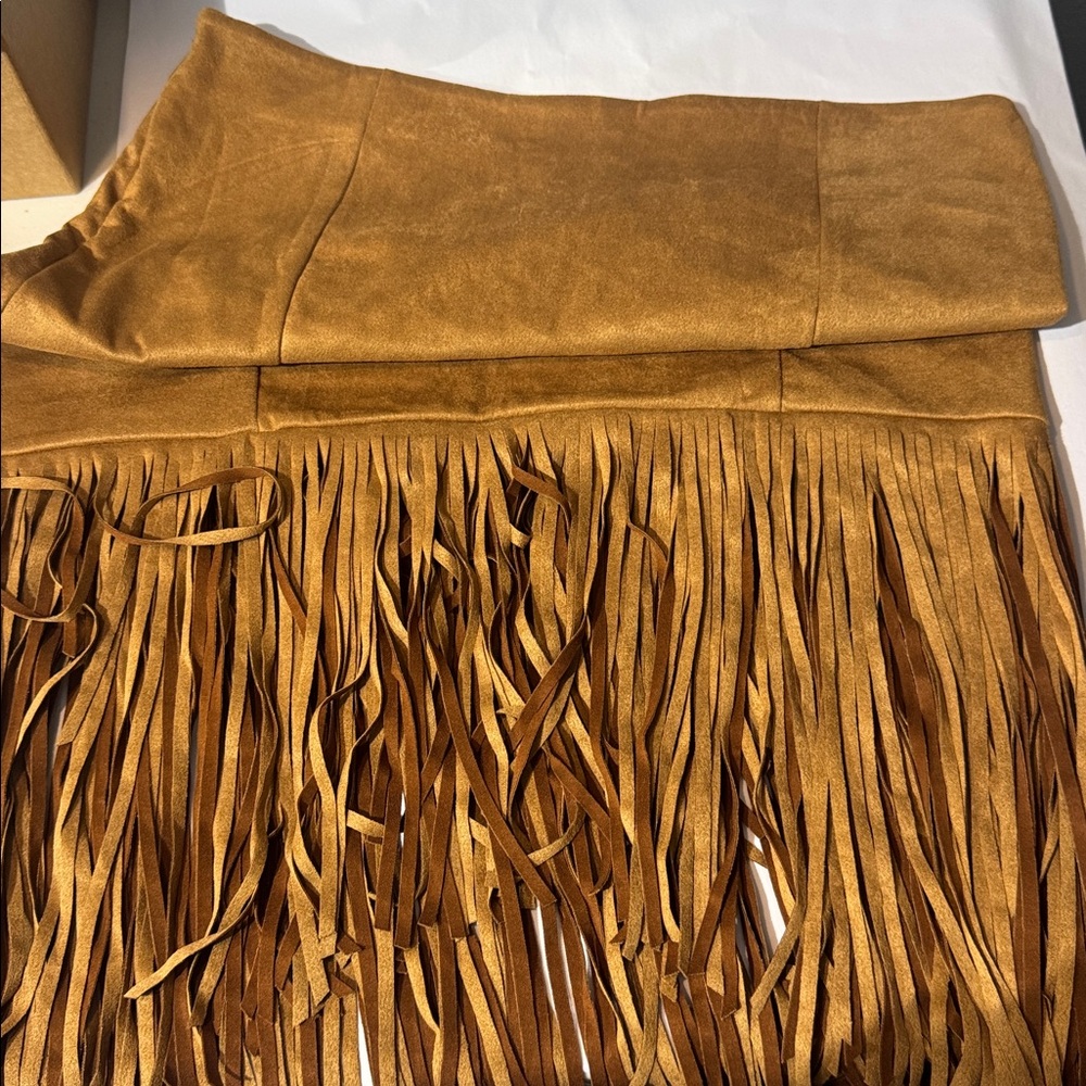 NWT Brown  Fringe Skirt - Picture 7 of 12